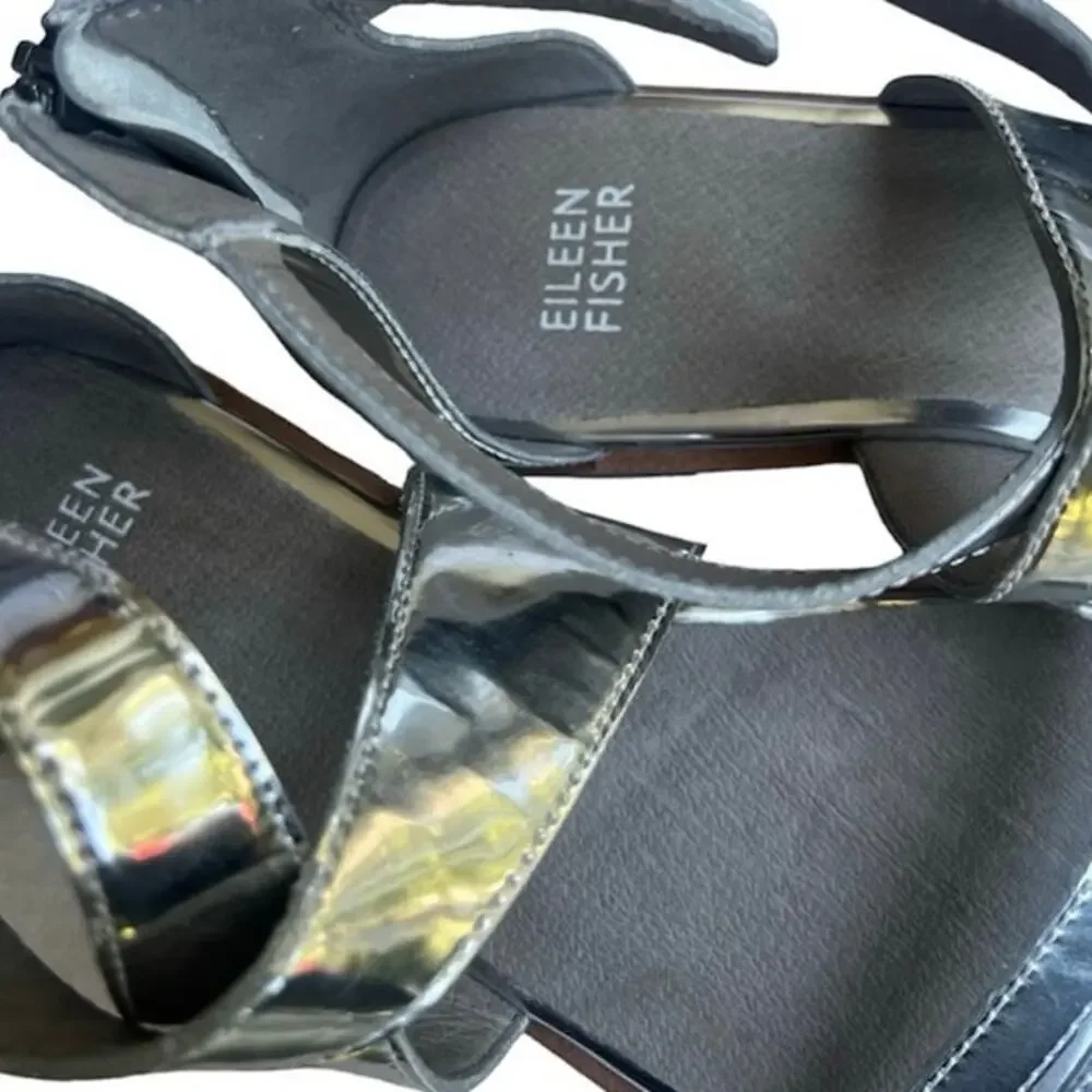 Eileen Fisher Cici silver mirrored strappy sandal